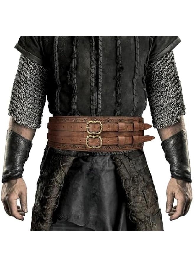 Viking Wide Belt, Medieval Faux Leather Armor Belt Knight Corset Belt, LARP Costume