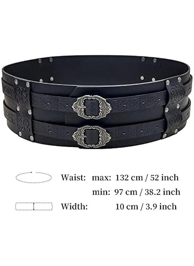 Viking Wide Belt, Medieval Faux Leather Armor Belt Knight Corset Belt, LARP Costume