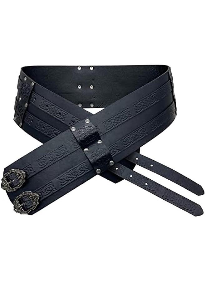Viking Wide Belt, Medieval Faux Leather Armor Belt Knight Corset Belt, LARP Costume