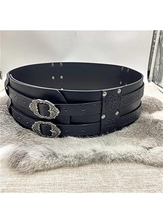 Viking Wide Belt, Medieval Faux Leather Armor Belt Knight Corset Belt, LARP Costume