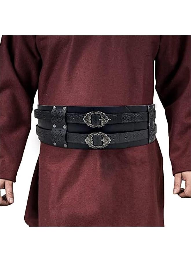 Viking Wide Belt, Medieval Faux Leather Armor Belt Knight Corset Belt, LARP Costume