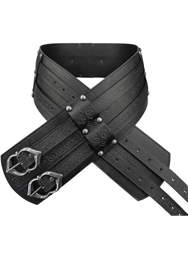 Viking Wide Belt, Medieval Faux Leather Armor Belt Knight Corset Belt, LARP Costume