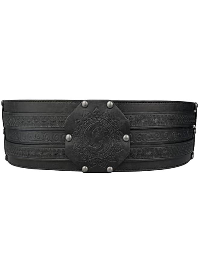 Viking Wide Belt, Medieval Faux Leather Armor Belt Knight Corset Belt, LARP Costume
