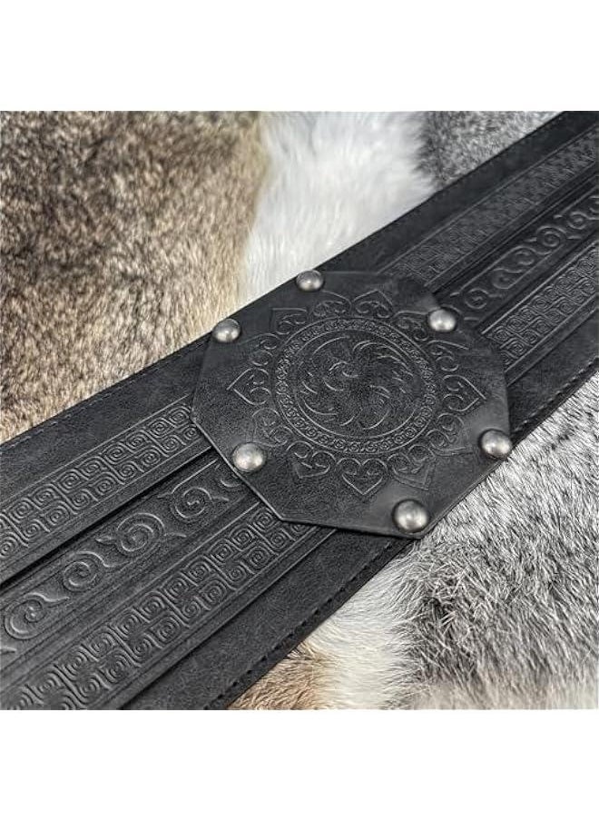 Viking Wide Belt, Medieval Faux Leather Armor Belt Knight Corset Belt, LARP Costume