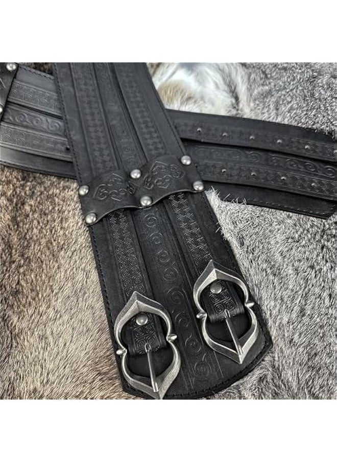Viking Wide Belt, Medieval Faux Leather Armor Belt Knight Corset Belt, LARP Costume