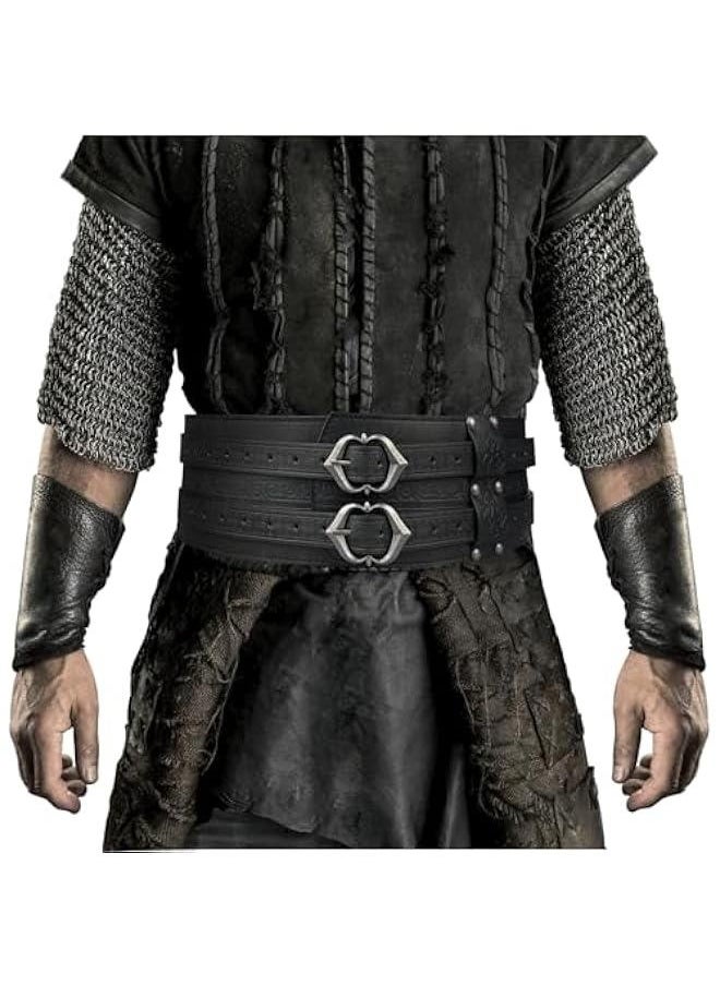 Viking Wide Belt, Medieval Faux Leather Armor Belt Knight Corset Belt, LARP Costume