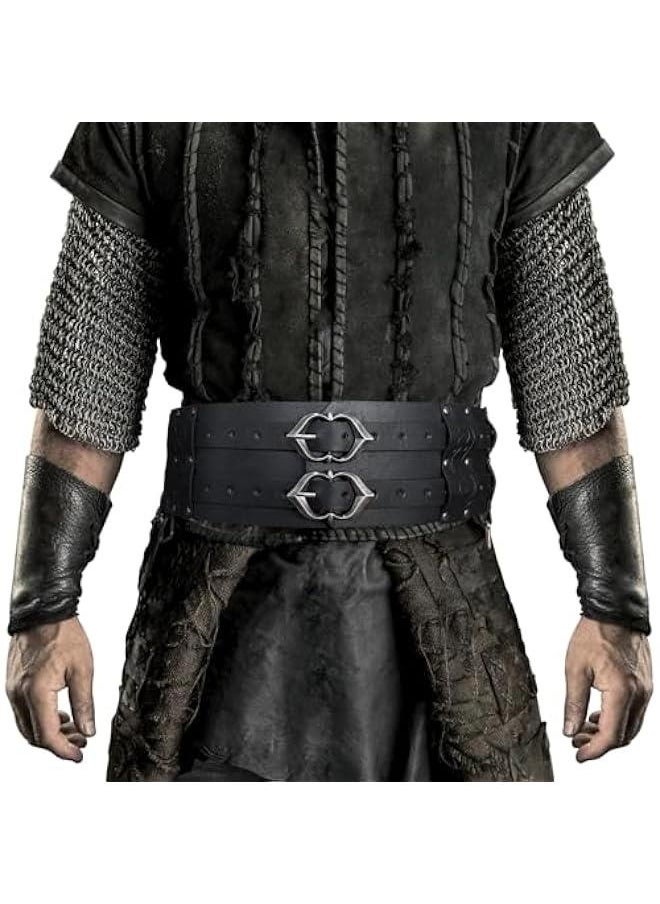 Viking Wide Belt, Medieval Faux Leather Armor Belt Knight Corset Belt, LARP Costume