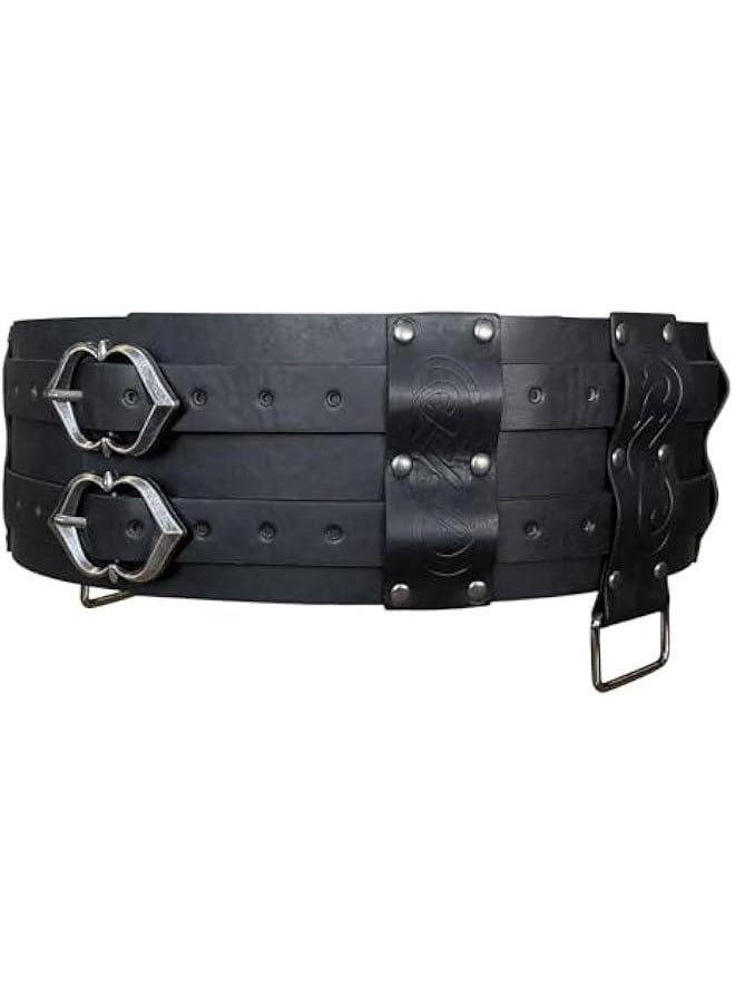 Viking Wide Belt, Medieval Faux Leather Armor Belt Knight Corset Belt, LARP Costume