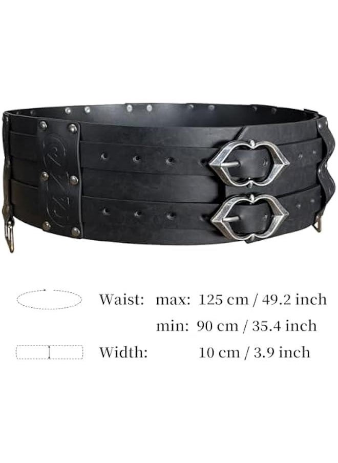 Viking Wide Belt, Medieval Faux Leather Armor Belt Knight Corset Belt, LARP Costume