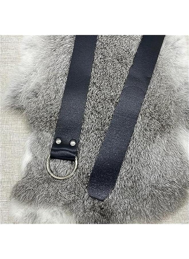 Medieval O Ring Belt with Vintage Medieval Drawstring Pouch and Rivets Belt bag, Retro Renaissance Faux Leather Belt and Coin Purse Set for Ren Faire (Black D)