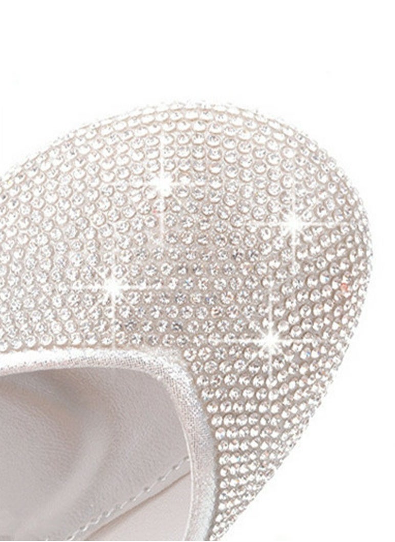 Girls Sandals Shinny Rhinestone,Bowknot Closed Toe Flat Shoes for Little Girls Silver