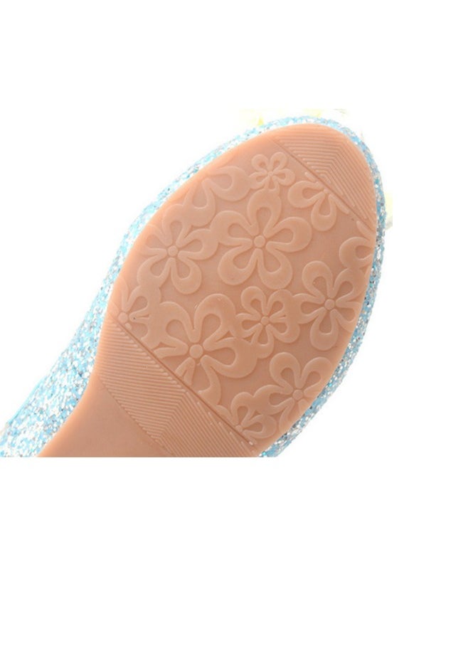 Girls Sandals Shinny Rhinestone Decoration Closed Toe Shoes Blue