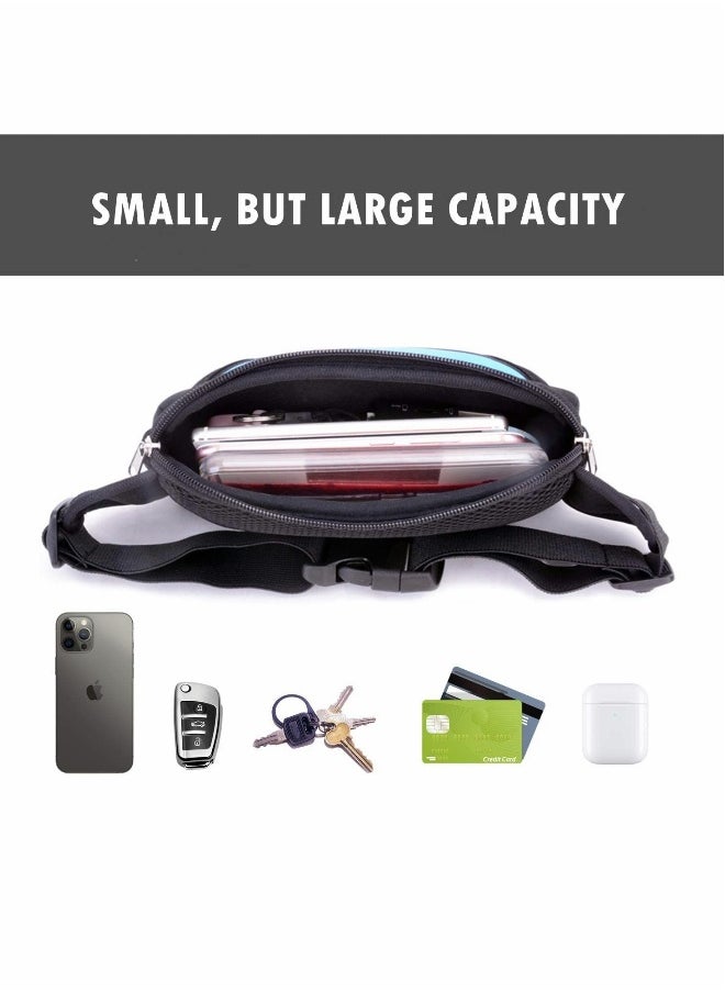 Running Pack, Slim Waist Bag with Phone Holder for Men and Women, Suitable for Walking Hiking Workout Traveling Cycling, Fit for All Cell Phones, Black