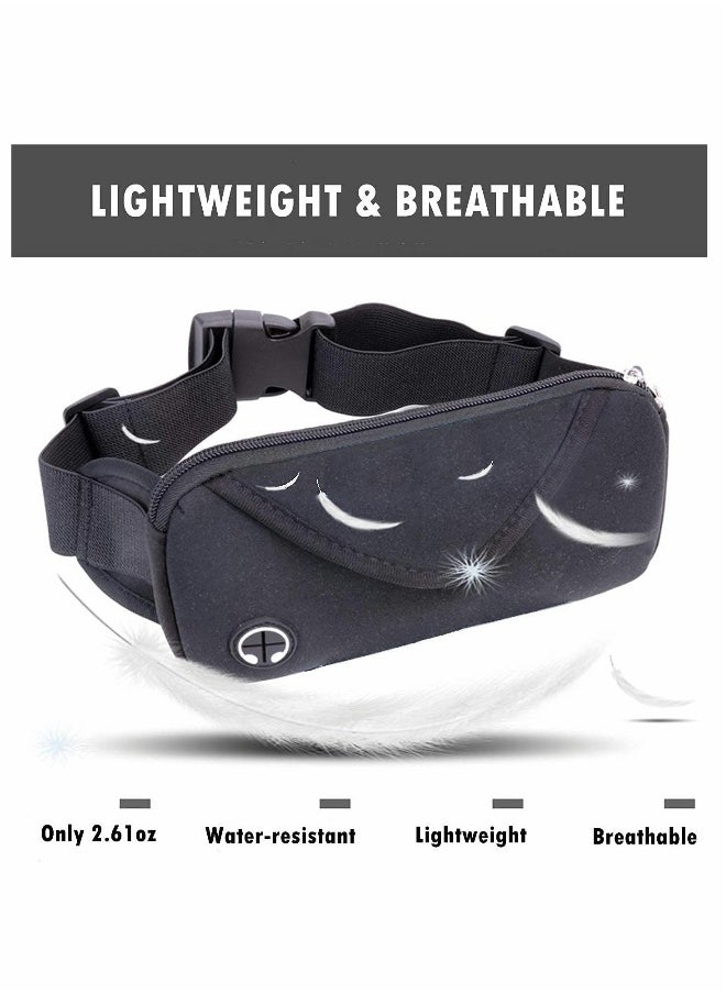Running Pack, Slim Waist Bag with Phone Holder for Men and Women, Suitable for Walking Hiking Workout Traveling Cycling, Fit for All Cell Phones, Black