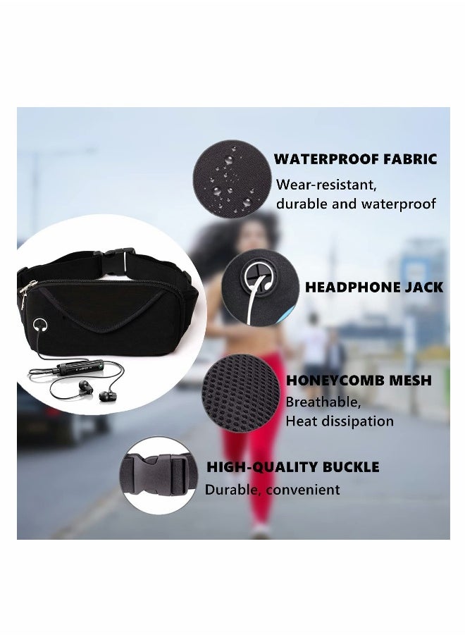Running Pack, Slim Waist Bag with Phone Holder for Men and Women, Suitable for Walking Hiking Workout Traveling Cycling, Fit for All Cell Phones, Black
