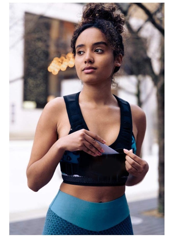 Running Vest Chest Phone Holder, Reflective Print Chest Pouch, 2 Functional Pockets, Lightweight Waterproof Sports Waist Bag Running Mobile Bag Backpack Vest Reflective Strip Chest Bag for Men u0026
