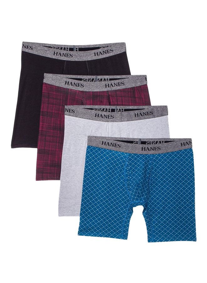 Hanes Mens 4 Pack Ultimate Stretch Long Leg Boxer Briefs