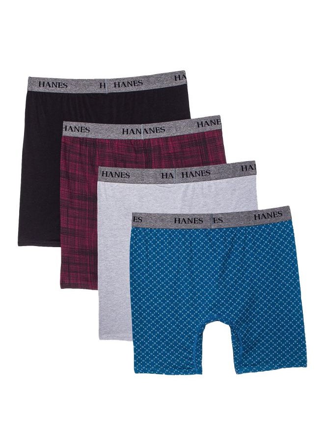 Hanes Mens 4 Pack Ultimate Stretch Long Leg Boxer Briefs