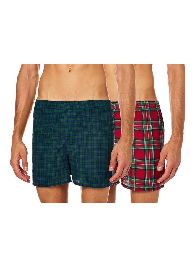 Hanes Red Label Mens Inside Exposed Waistband Woven Boxers 2 Pack