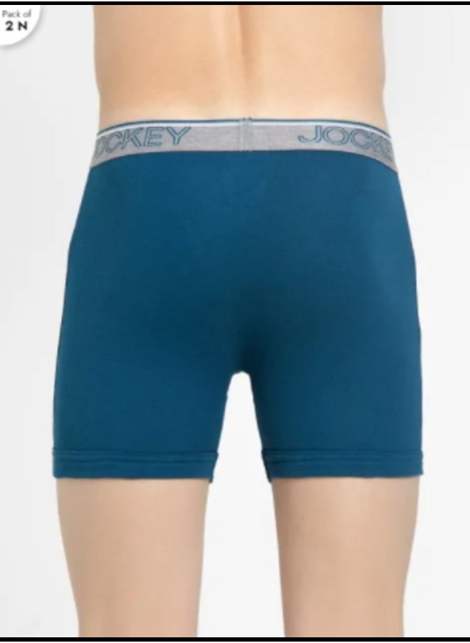 Jockey 8009 Men's Super Combed Cotton Rib Solid Boxer Brief with Ultrasoft Waistband (Pack of 2)