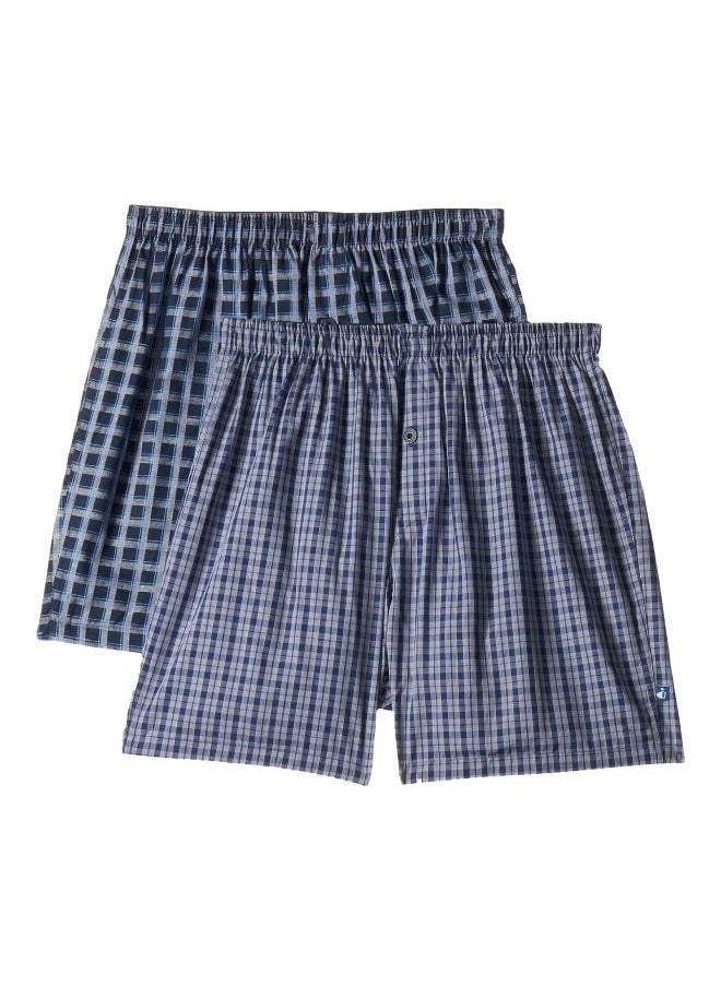 Jockey 8222 Men Super Combed Mercerized Cotton Woven Checkered Inner Boxers with Ultra soft and Durable Inner Waistband Pack of 2