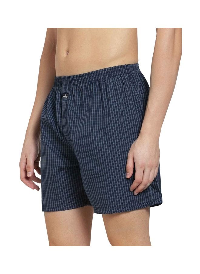 Jockey 1222 Men Super Combed Mercerized Cotton Woven Checkered Boxer Shorts with Back Pocket