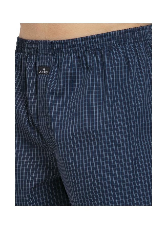Jockey 1222 Men Super Combed Mercerized Cotton Woven Checkered Boxer Shorts with Back Pocket