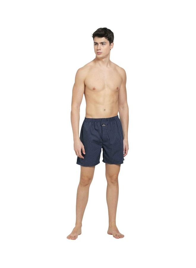 Jockey 1222 Men Super Combed Mercerized Cotton Woven Checkered Boxer Shorts with Back Pocket