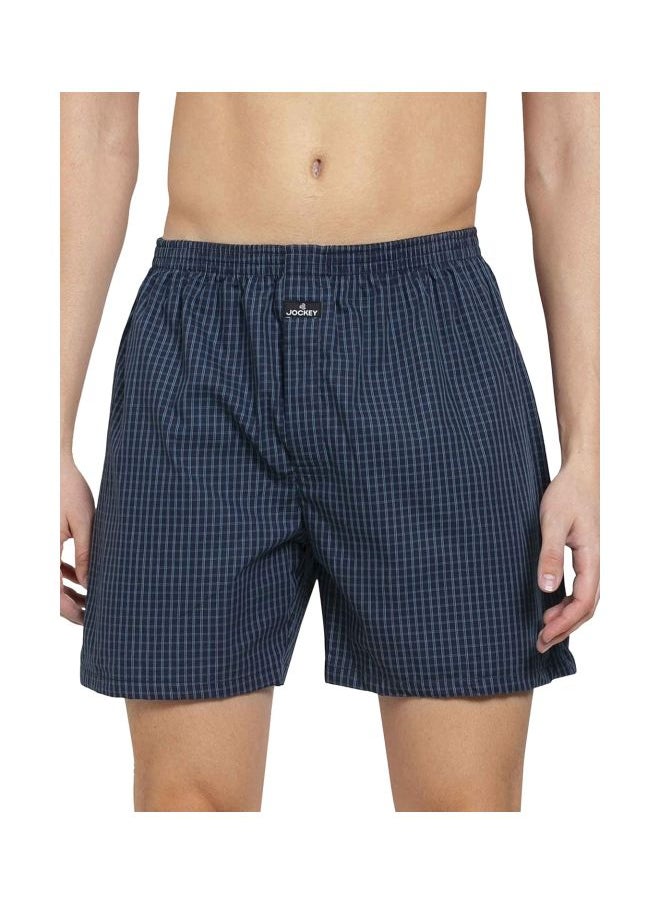 Jockey 1222 Men Super Combed Mercerized Cotton Woven Checkered Boxer Shorts with Back Pocket