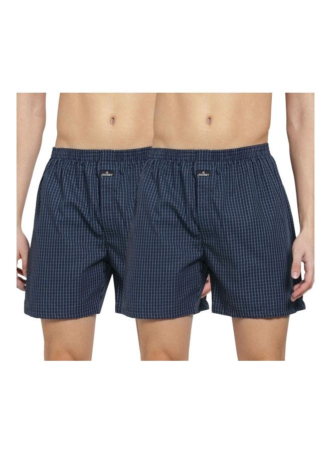 Jockey 1222 Men Super Combed Mercerized Cotton Woven Checkered Boxer Shorts with Back Pocket