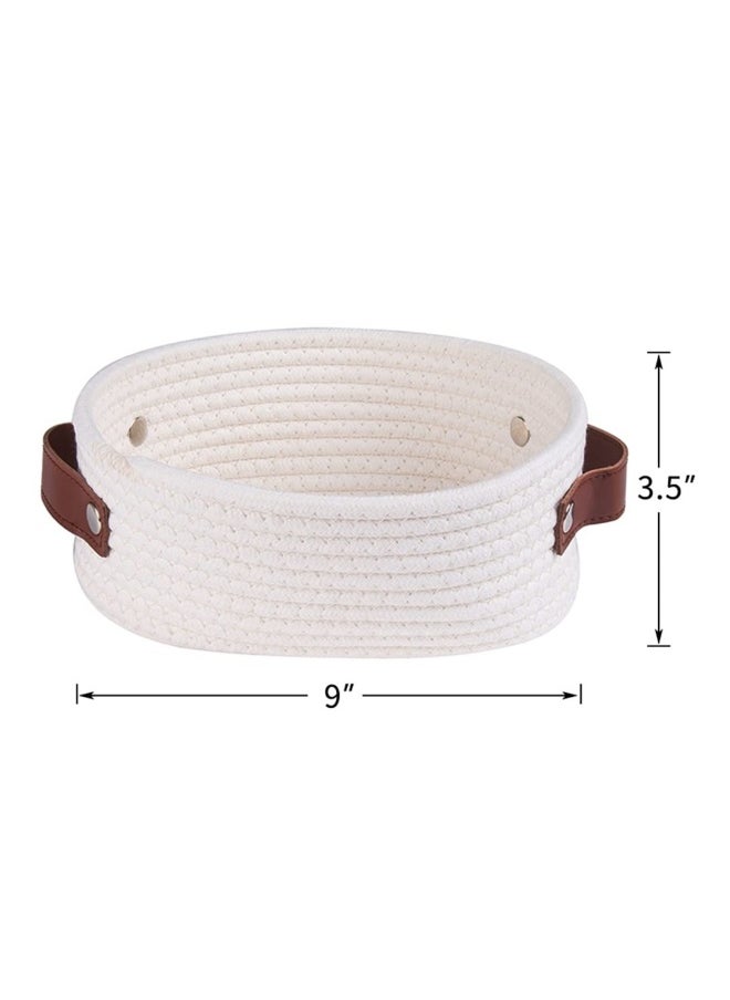 Small Woven Basket Mini Cotton Rope Storage Basket Tiny White Basket Oval Decorative Toy Dog Cat Basket for Nursery Kids Room Gift