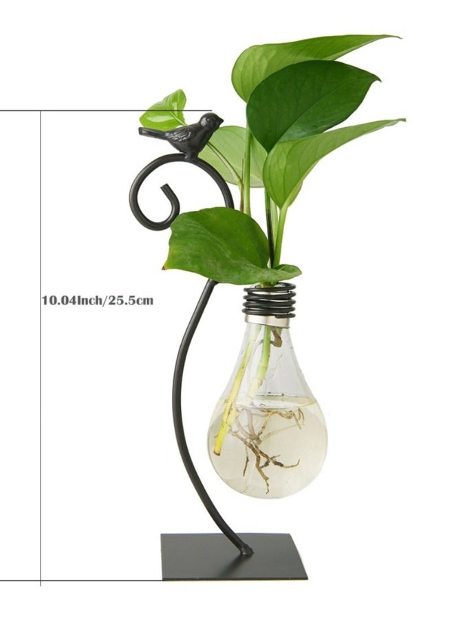 Desktop Glass Planter Hydroponics Vase, Modern Creative Bird Plant Terrarium Stand with Bulb Vase Holder, Scindapsus Container for Home Decoration