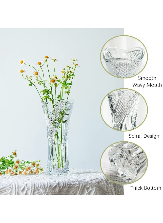Clear Glass Vase, 17.6cm/6.9 Inch Clear Crystal Vase, Modern Minimalist Ins Style Glass Vase, Boho Vase for Home Decor, Living Room, Dining Table, Office Decor