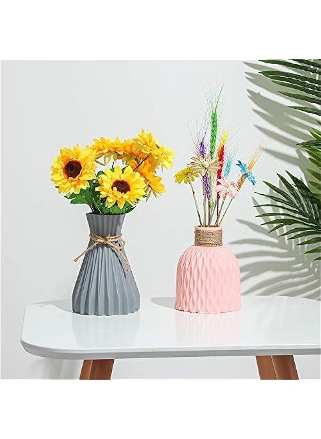 Modern Plastic Vases European Flower Vase Wedding Home Decorations Rattan-Like Unbreakable Simplicity Basket Arrangement(6.7inch,White)