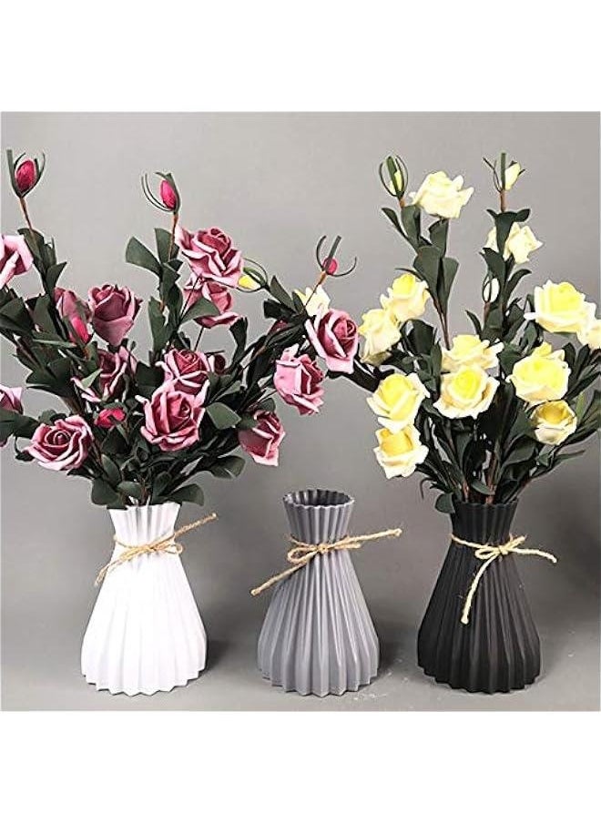 Modern Plastic Vases European Flower Vase Wedding Home Decorations Rattan-Like Unbreakable Simplicity Basket Arrangement(6.7inch,White)