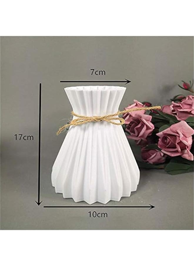 Modern Plastic Vases European Flower Vase Wedding Home Decorations Rattan-Like Unbreakable Simplicity Basket Arrangement(6.7inch,White)
