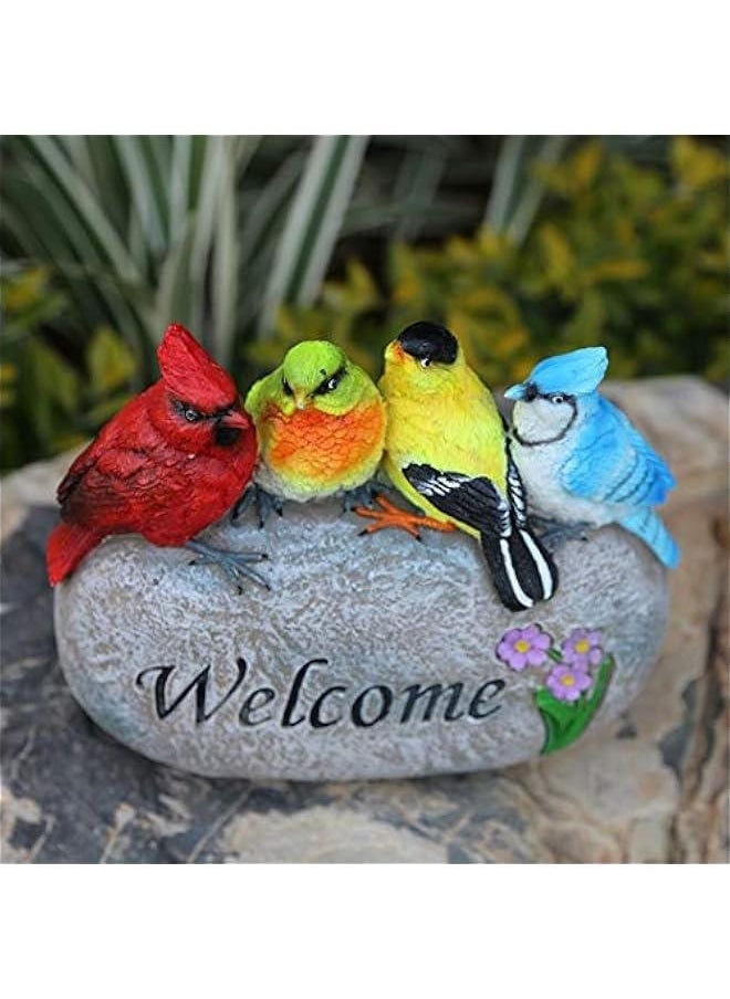 Garden Statue Funny Bird Welcome Sign Sculpture Decor Outdoor Yard Art Figurines Patio Lawn House Ornaments