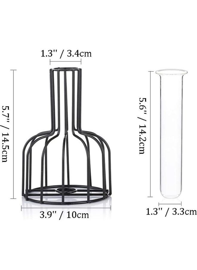 Set Of  2 Metal Flower Test Tube Vase Multicolour one size cm