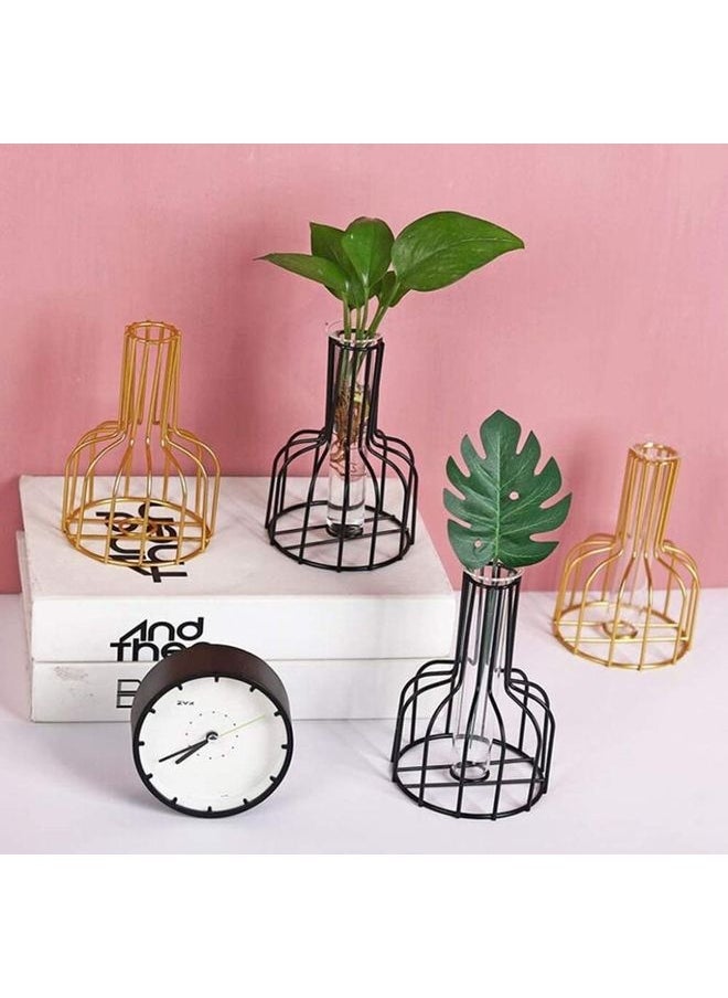 Set Of  2 Metal Flower Test Tube Vase Multicolour one size cm