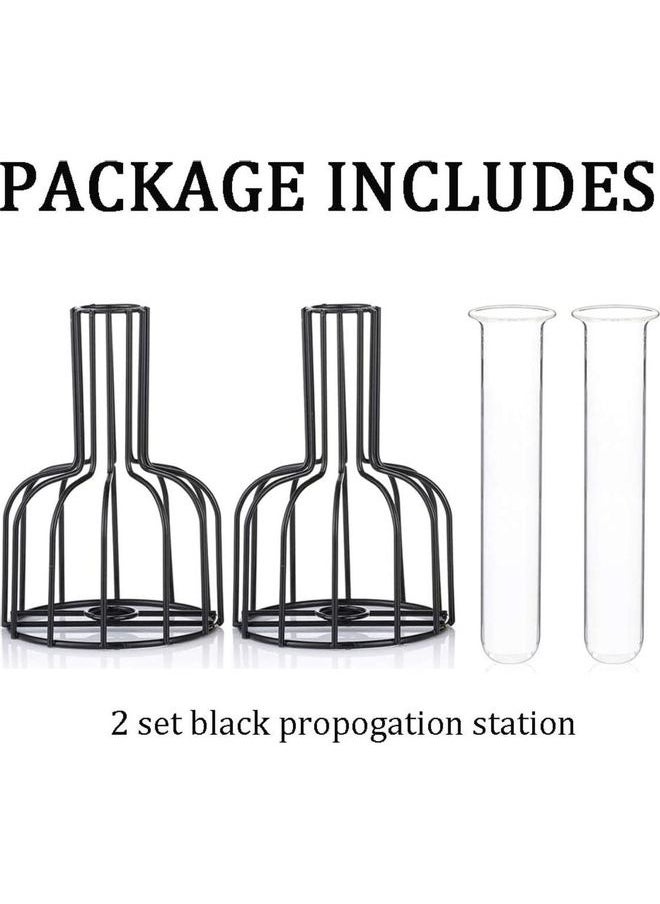 Set Of  2 Metal Flower Test Tube Vase Multicolour one size cm