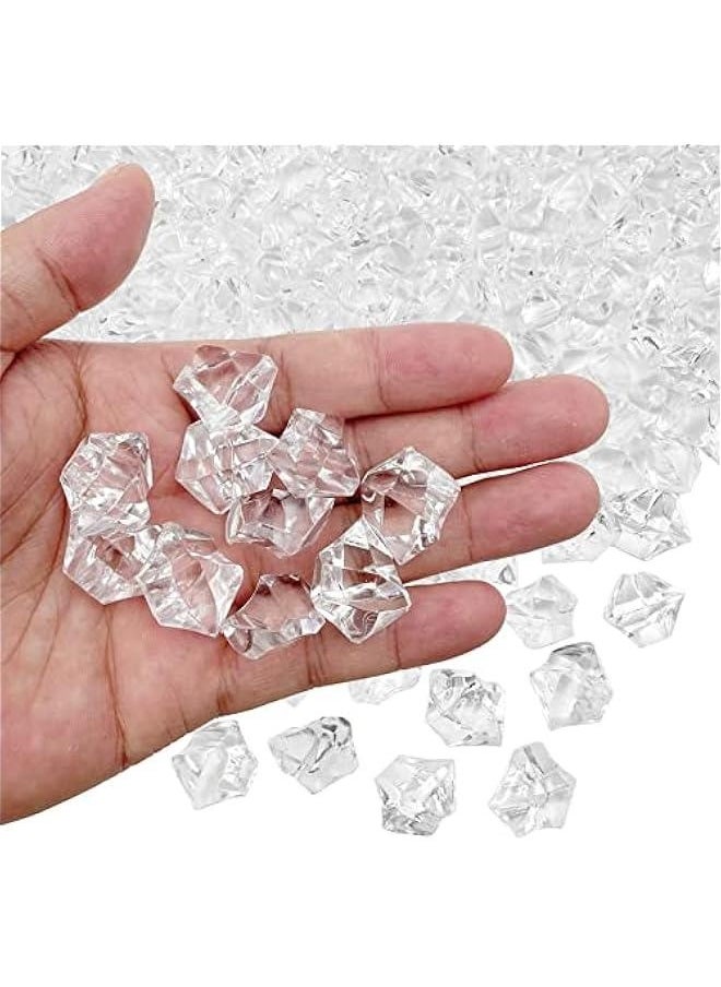 Fake Crushed Ice Cubes, Vase Fillers, 150 pcs 16*22 mm Fake crushed Ice Cubes Artificial Acrylic Crystal Rocks Diamonds for Vase Fillers, Party Favor, Wedding Decoration (0.86*0.62inch,Clear)