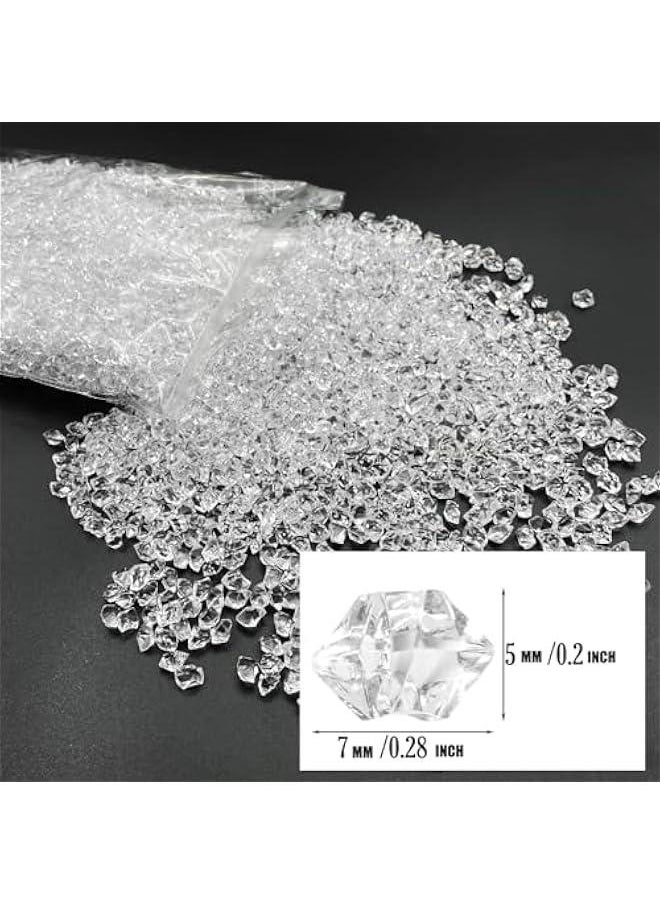 Fake Ice Rocks, 5000 pcs 5 * 7 mm Acrylic Ice Cubes Plastic Crystals Fake Crushed Ice Rocks Acrylic Gems for Vase Fillers Party Decor