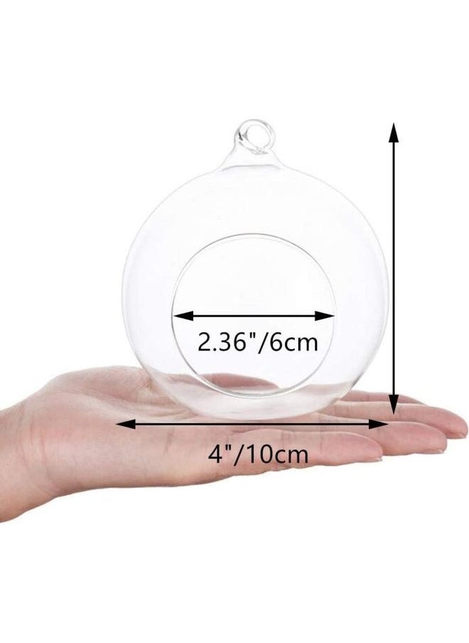 4 Pcs Hanging Glass Globes Planter Big Opening Air Fern Plants Vase Hanger Multicolour 6x10cm