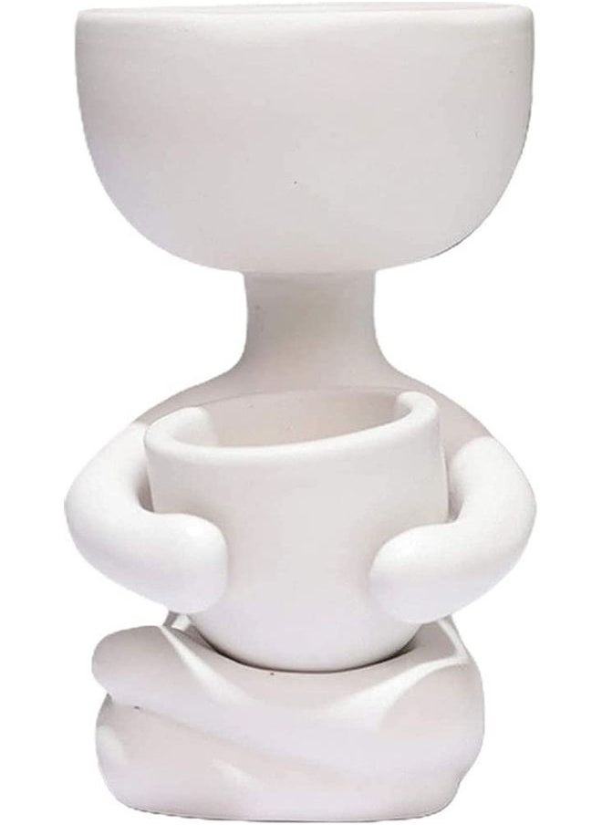 Human Shaped Succulent Ceramic Flower Pot Vase White One Size