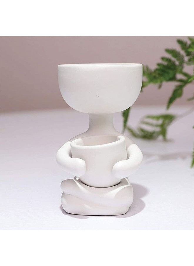 Human Shaped Succulent Ceramic Flower Pot Vase White One Size