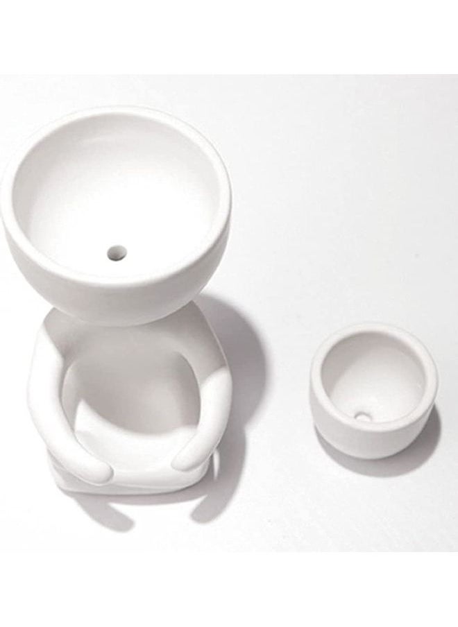 Human Shaped Succulent Ceramic Flower Pot Vase White One Size