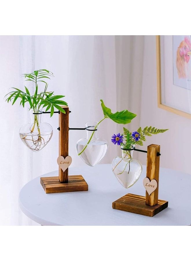 Glass Bud Vase With Wooden Stand Multicolour one size cm