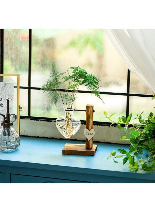 Glass Bud Vase With Wooden Stand Multicolour one size cm