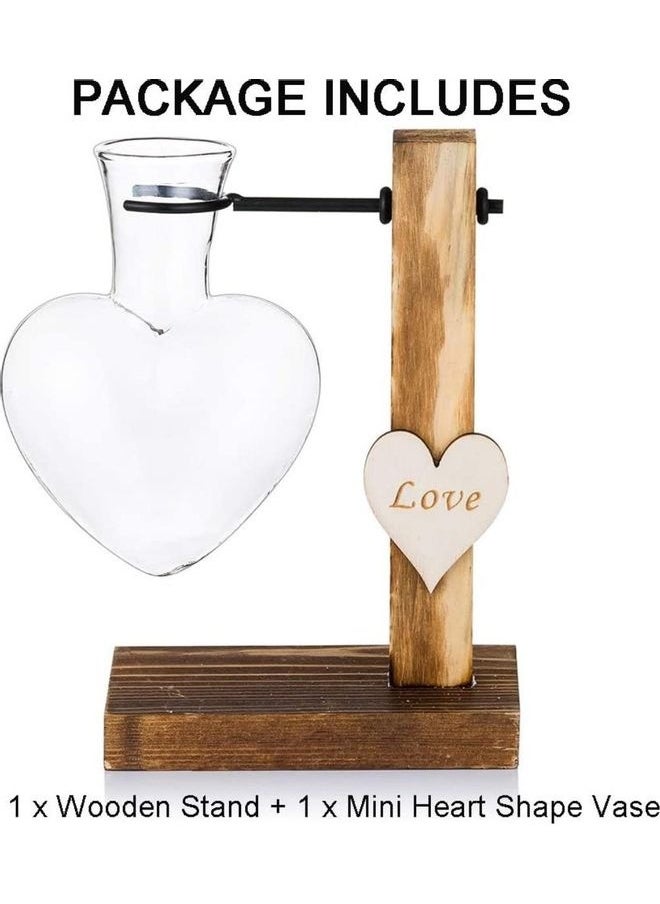 Glass Bud Vase With Wooden Stand Multicolour one size cm