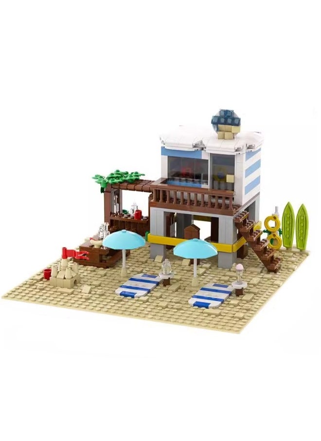 Creative Children's City Family Series Small Particle Puzzle Building Block Toys(Orange Summer Beach 560Pcs)